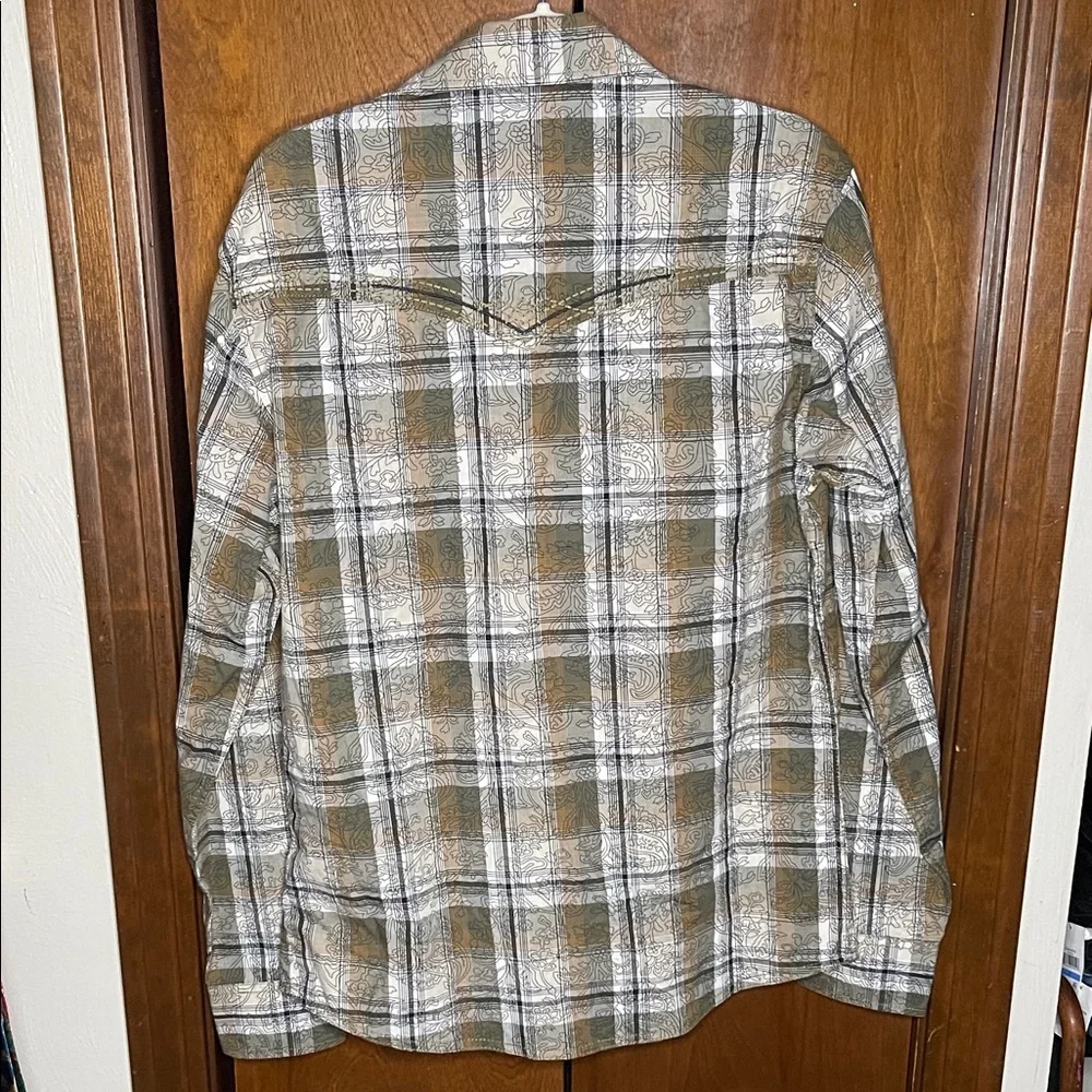 Wrangler Men's Rock 47 Long Sleeve Allover Shirt Tan Trench Size M - Picture 10 of 10